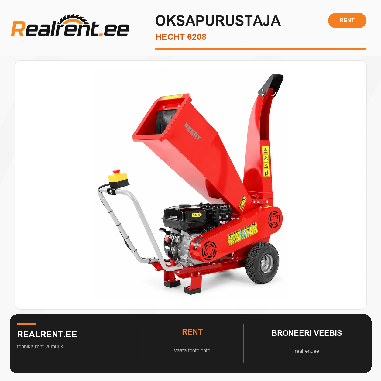 Bensiinimootoriga oksapurustaja HECHT 6208 – rent